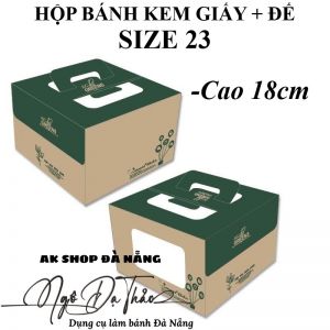 Hộp bánh kem giấy size 23 + đế