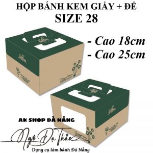Hộp bánh kem giấy size 28 + đế