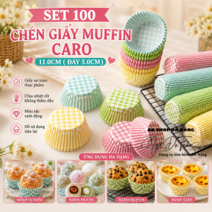 Set 100 chén giấy muffin ĐK đáy 5.0cm - CARO
