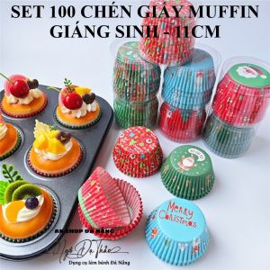 Set 100 chén giấy muffin ĐK đáy 5.0cm - GIÁNG SINH MIX