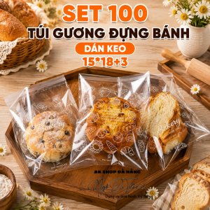 Set 100 túi gương bóng đựng bánh mỳ bánh ngọt 15*18+3