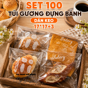 Set 100 túi gương bóng đựng bánh mỳ bánh ngọt 17*17+3