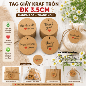 Set 100 tag giấy tròn kraf