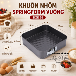 Khuôn nhôm SPRINGFORM VUÔNG size 26cm