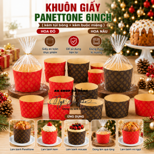 Khuôn giấy bánh PANNETON 6IN ( Nâu - Đỏ )
