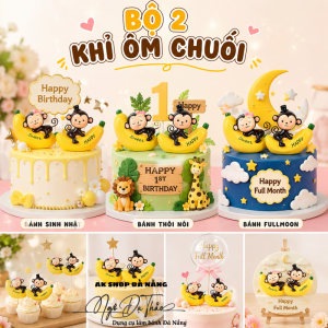 Bộ 2 khỉ ôm chuối