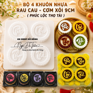Khuôn nhựa rau cau cơm xôi 9cm - PHÚC LỘC THỌ TÀI ( TRÒN )