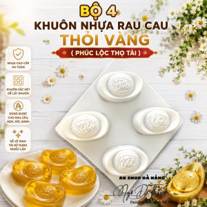 Khuôn nhựa rau cau cơm xôi 9cm - PHÚC LỘC THỌ TÀI ( THỎI VÀNG )