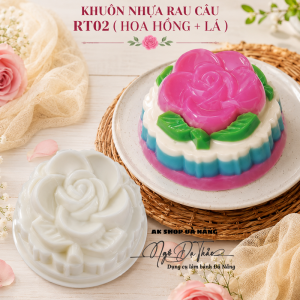 Khuôn nhựa rau cau 9cm - RT02 HOA HỒNG + LÁ