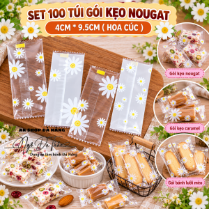 Set 100 túi đựng kẹo nougat 4*9.5 - HOA CÚC