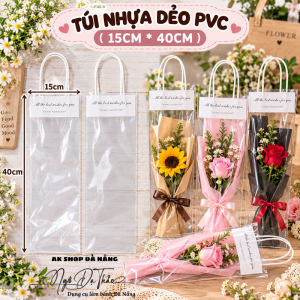 Túi nhựa PVC quai giấy 15*40