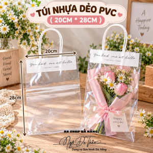 Túi nhựa PVC quai giấy 20*28