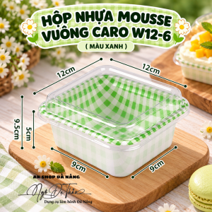 Hộp nhựa vuông caro W12-6 - Màu xanh