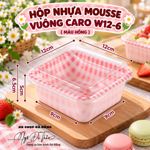 Hộp nhựa vuông caro W12-6 - Màu hồng