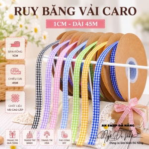 Ruy băng vải caro 1cm